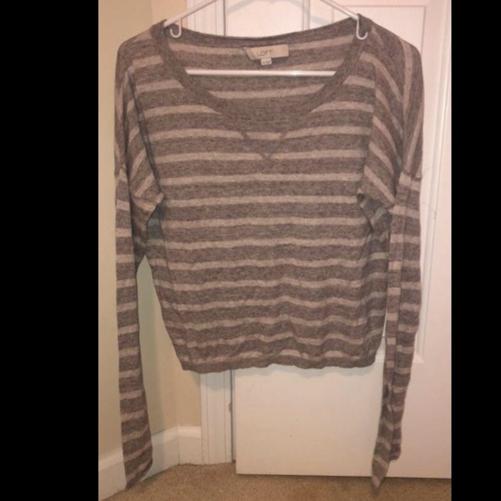 LOFT Striped Cropped Sweater